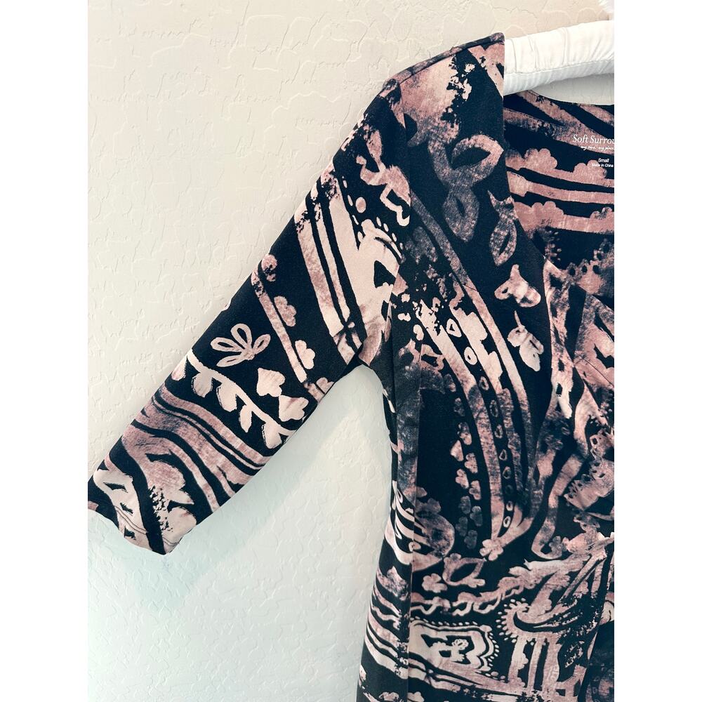 SOFT SURROUNDINGS | Katavi Abstract Print Knit Dress 3/4 Sleeve Stretch | Small - Picture 2 of 8